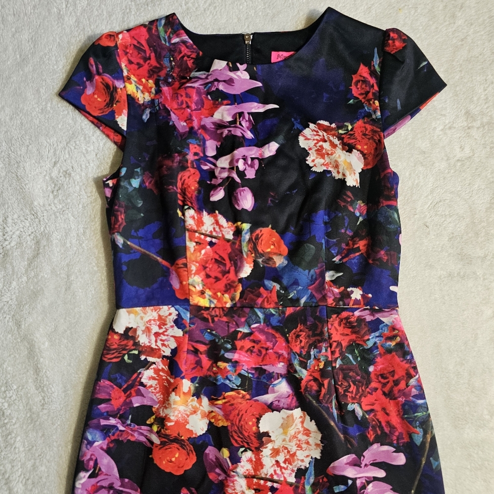 Betsey Johnson Cap Sleeve Floral Dress - Size 6 - Picture 6 of 13